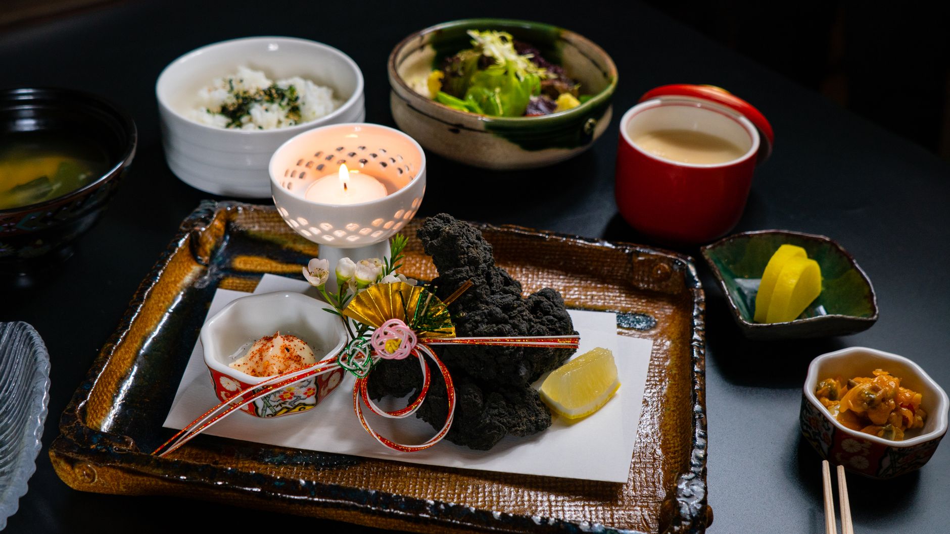 Japanese traditional kaiseki table setup